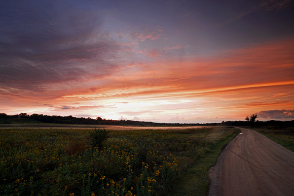 The Prairie Road at Sunset